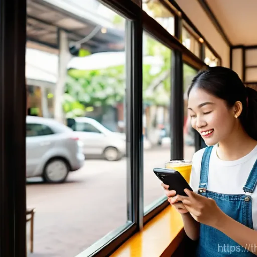 고객경험 디자인을 위한 연구 방법론 - **Prompt:** A vibrant, bustling Thai-style coffee shop, filled with warm, natural sunlight filtering...