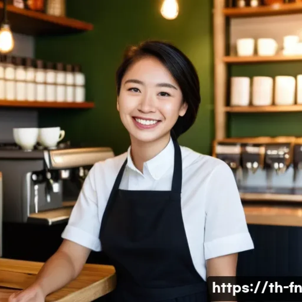 고객경험 디자인의 심리학적 요소 - **Prompt:** "A warmly lit, inviting artisan coffee shop interior. A friendly, smiling female barista...