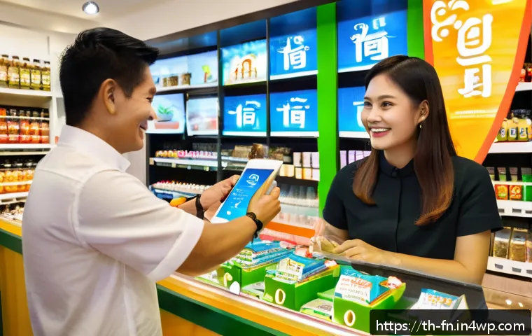 고객경험 디자인의 핵심 성공 요소 분석 - A modern Thai retail store interior blending online and offline customer experiences seamlessly: a f...